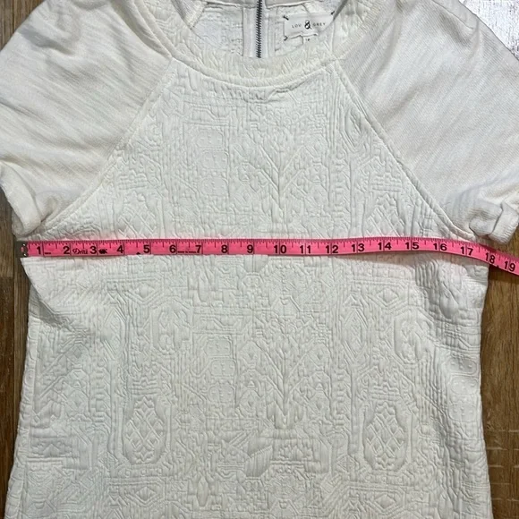 Lou & Grey Cream Textured Shirt Dress Short Sleeve Quilted Women's Small S - Picture 7 of 14